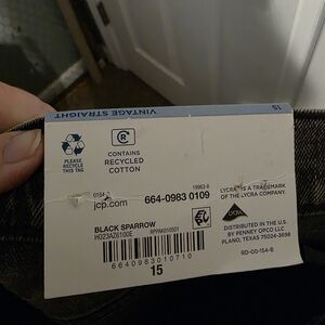 NWT Arizona Jeans Size‎ 15 Highest Rise Vintage Straight Black Sparrow